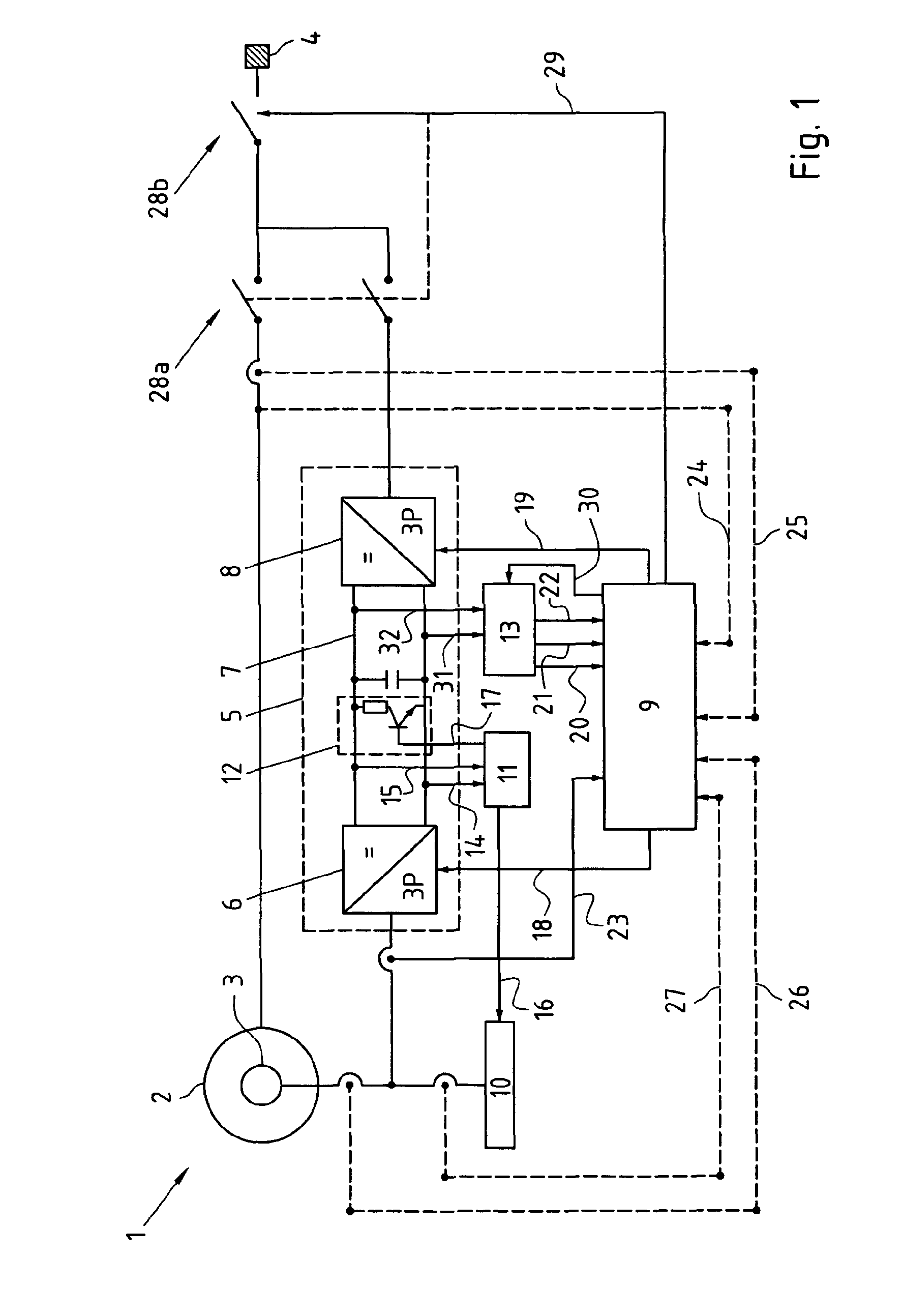 Protection system of a doubly-fed induction machine