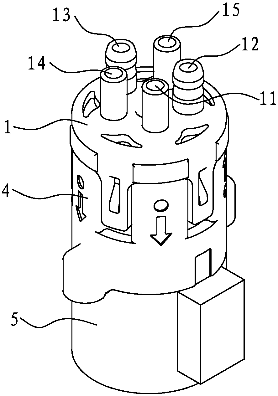 Water inlet-outlet valve and cleaning device provided with same