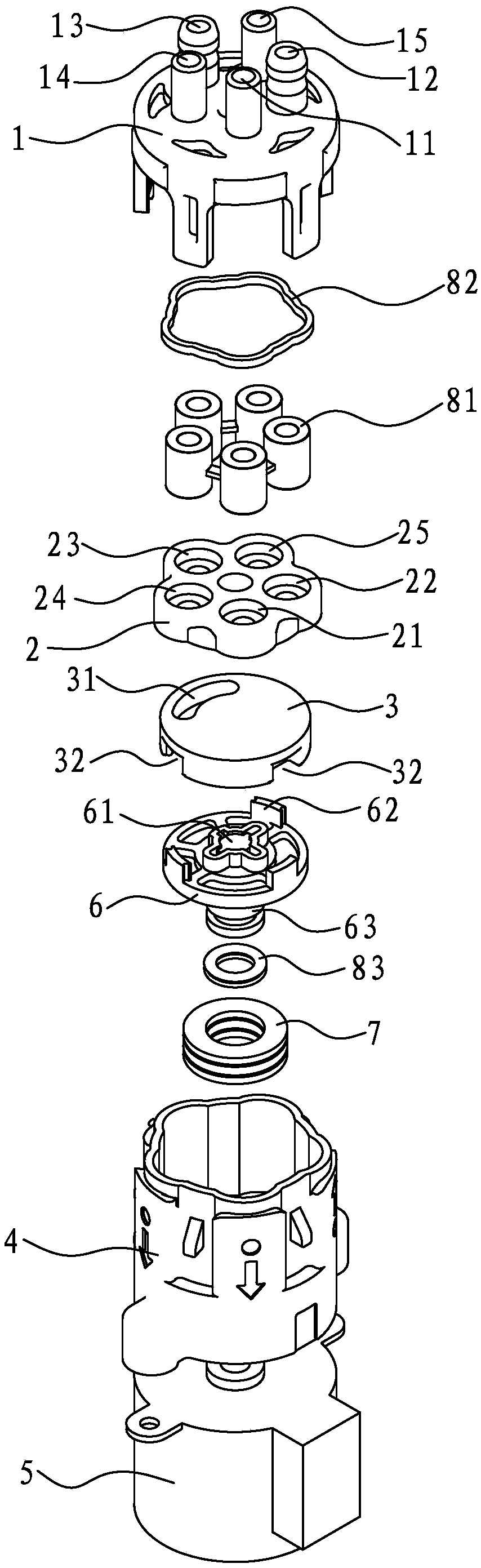 Water inlet-outlet valve and cleaning device provided with same