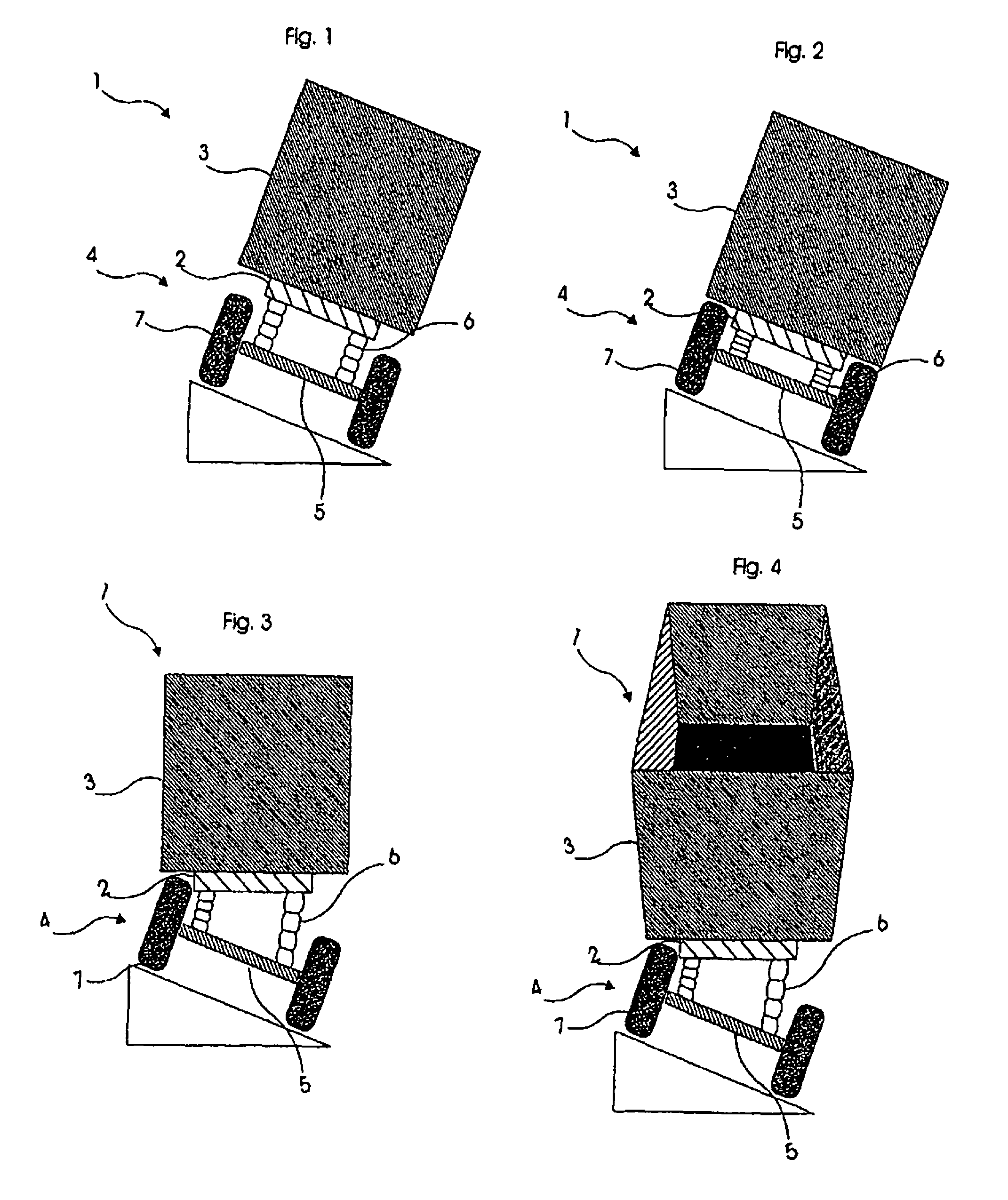 Device and method for automatically adjusting the horizontal ride level of a utility vehicle