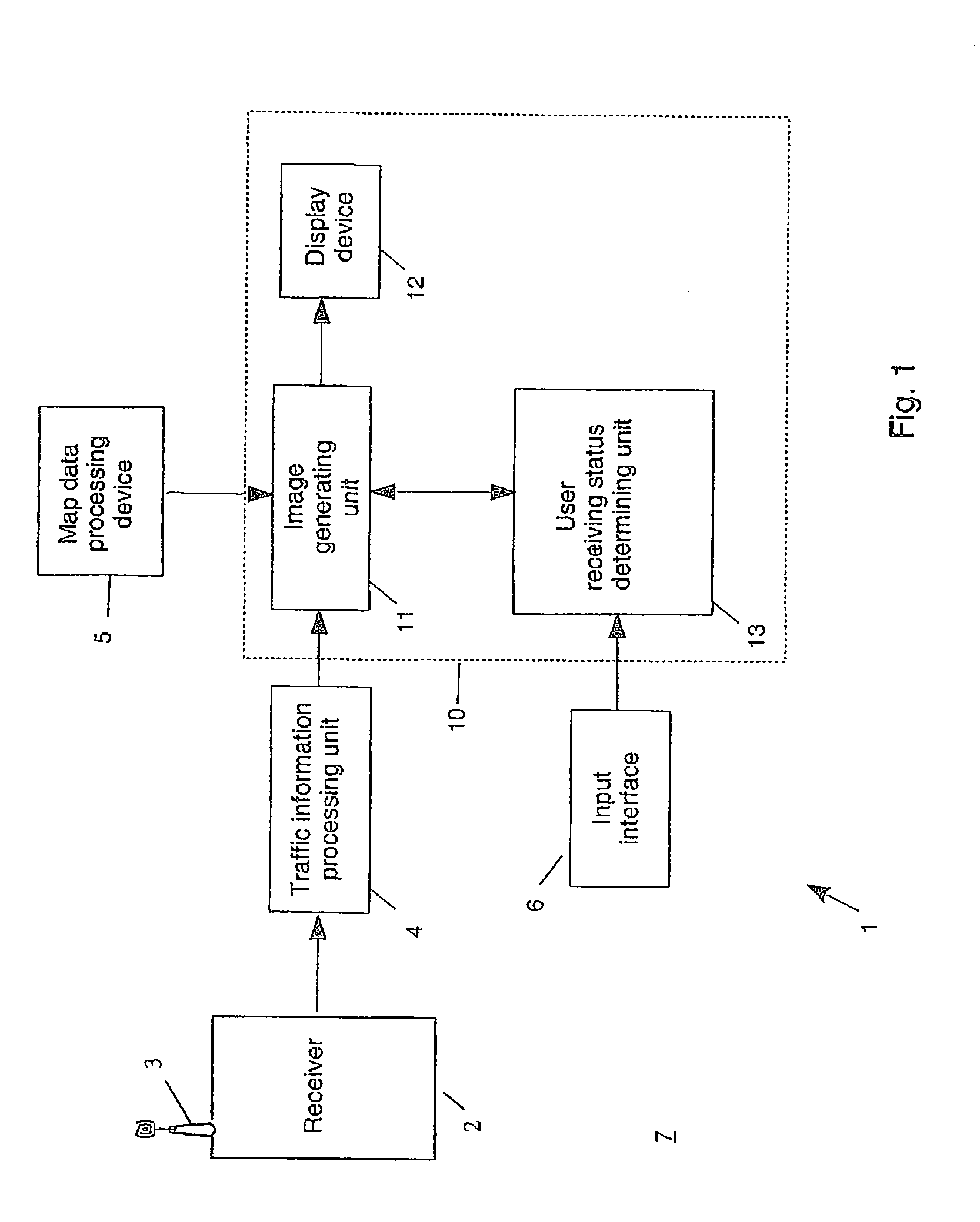 Traffic information display system and method of displaying traffic information on a display device