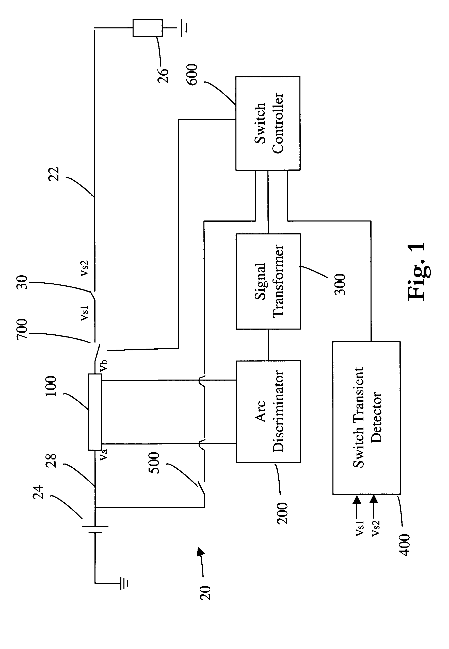 Arc fault detector and method