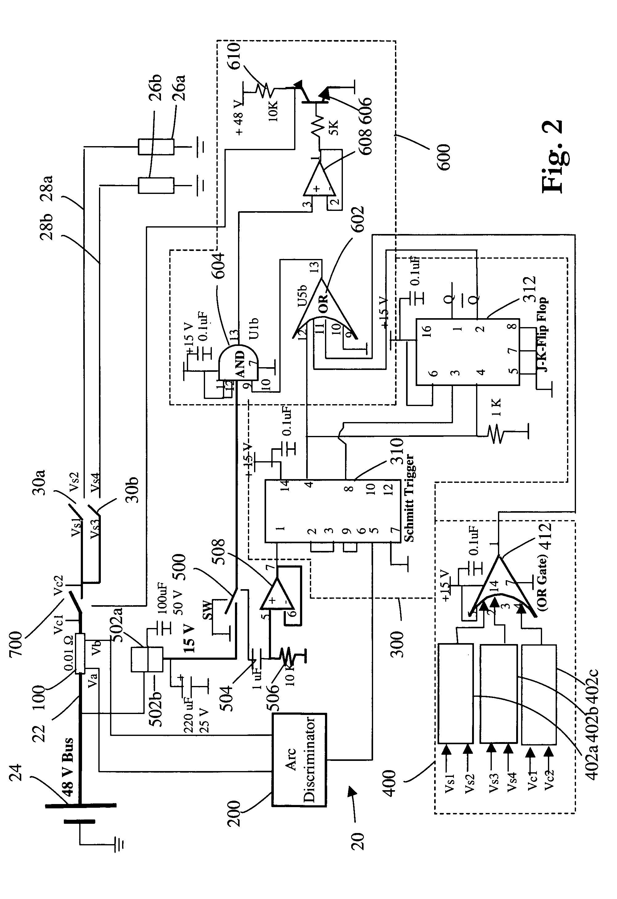 Arc fault detector and method