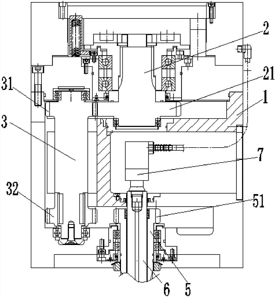 Accessory milling head speed-increasing gearbox