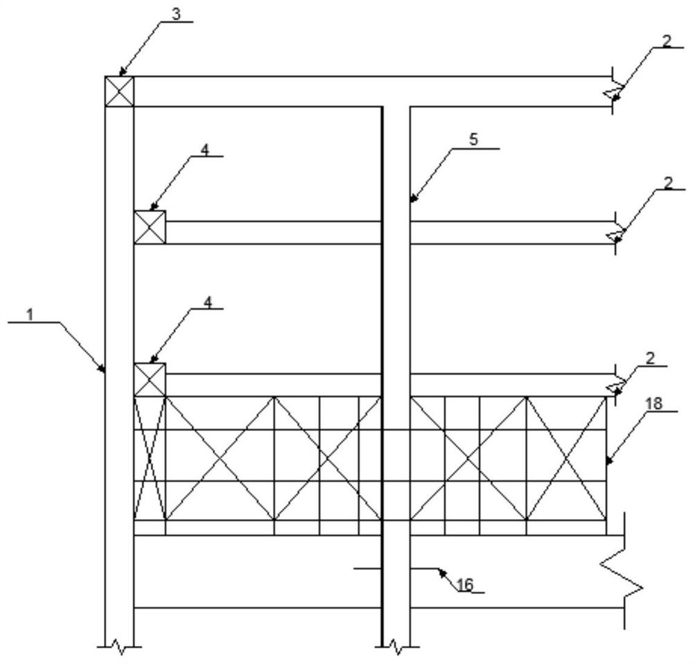 A main frame beam replacement structure and construction method