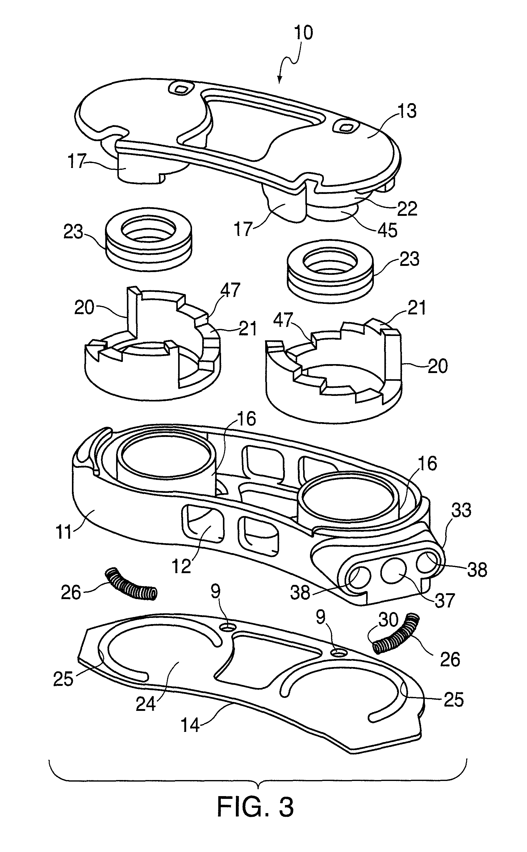 Adjustable distraction cage with linked locking mechanisms