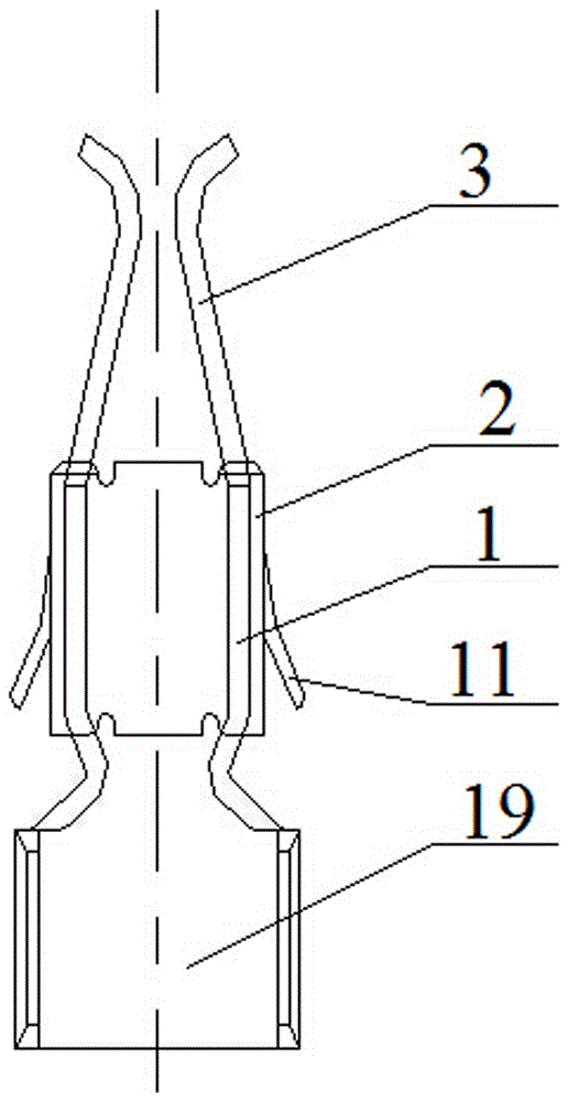 Automotive connector with reinforced terminal elastic structure