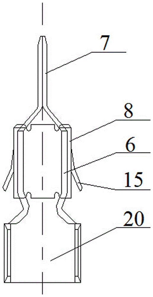 Automotive connector with reinforced terminal elastic structure