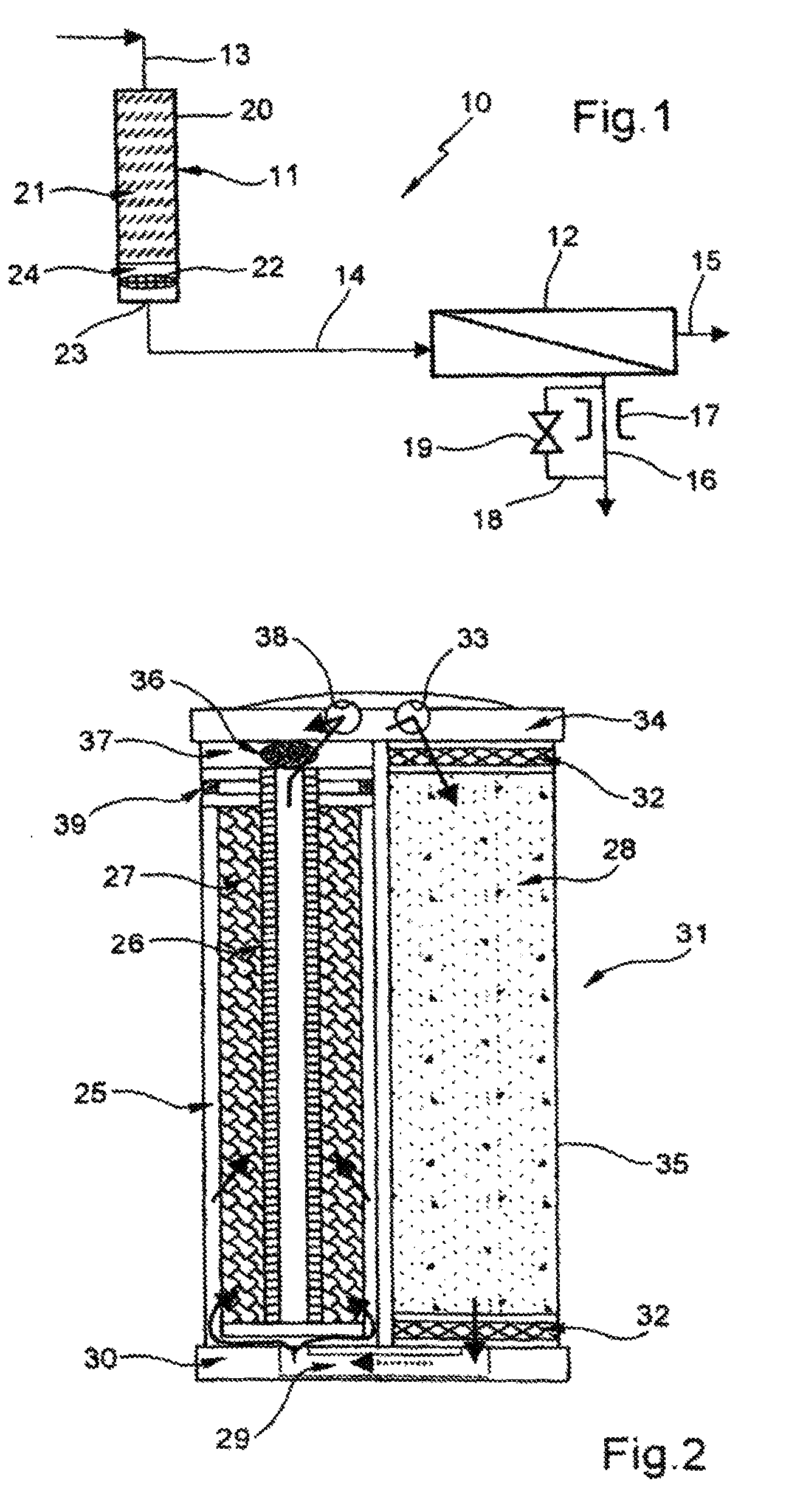 Module for purifying a fluid containing a cleaning agent, and methods of fabricating and using this kind of module