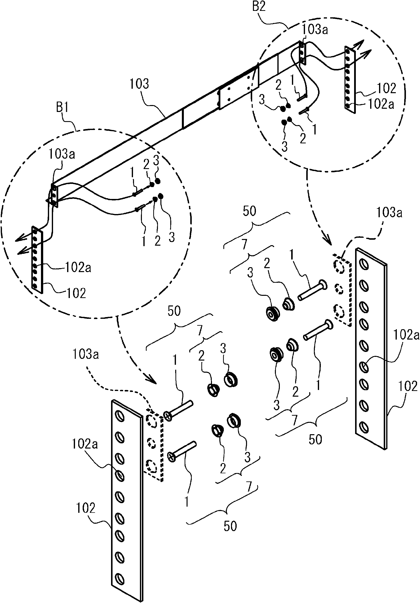 Fastening device, casing using same, and fastening method