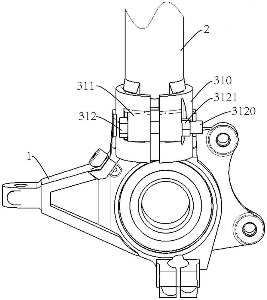 Knuckle and shock absorber connecting assembly, suspension system and automobile