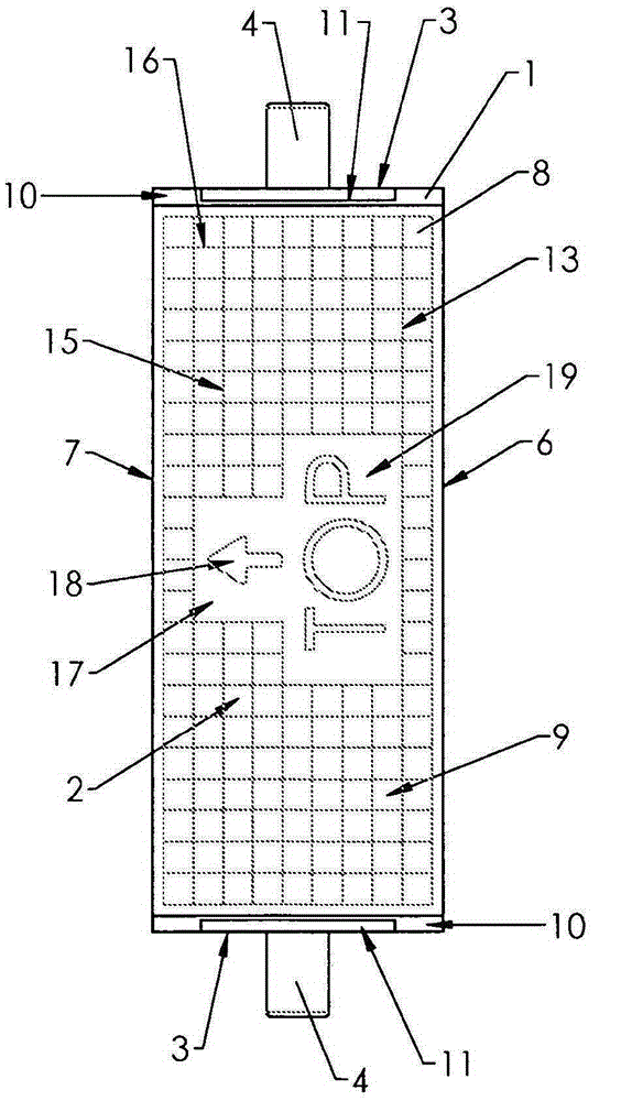 Plate carrier having a grid pattern for a self-inking stamp and production method