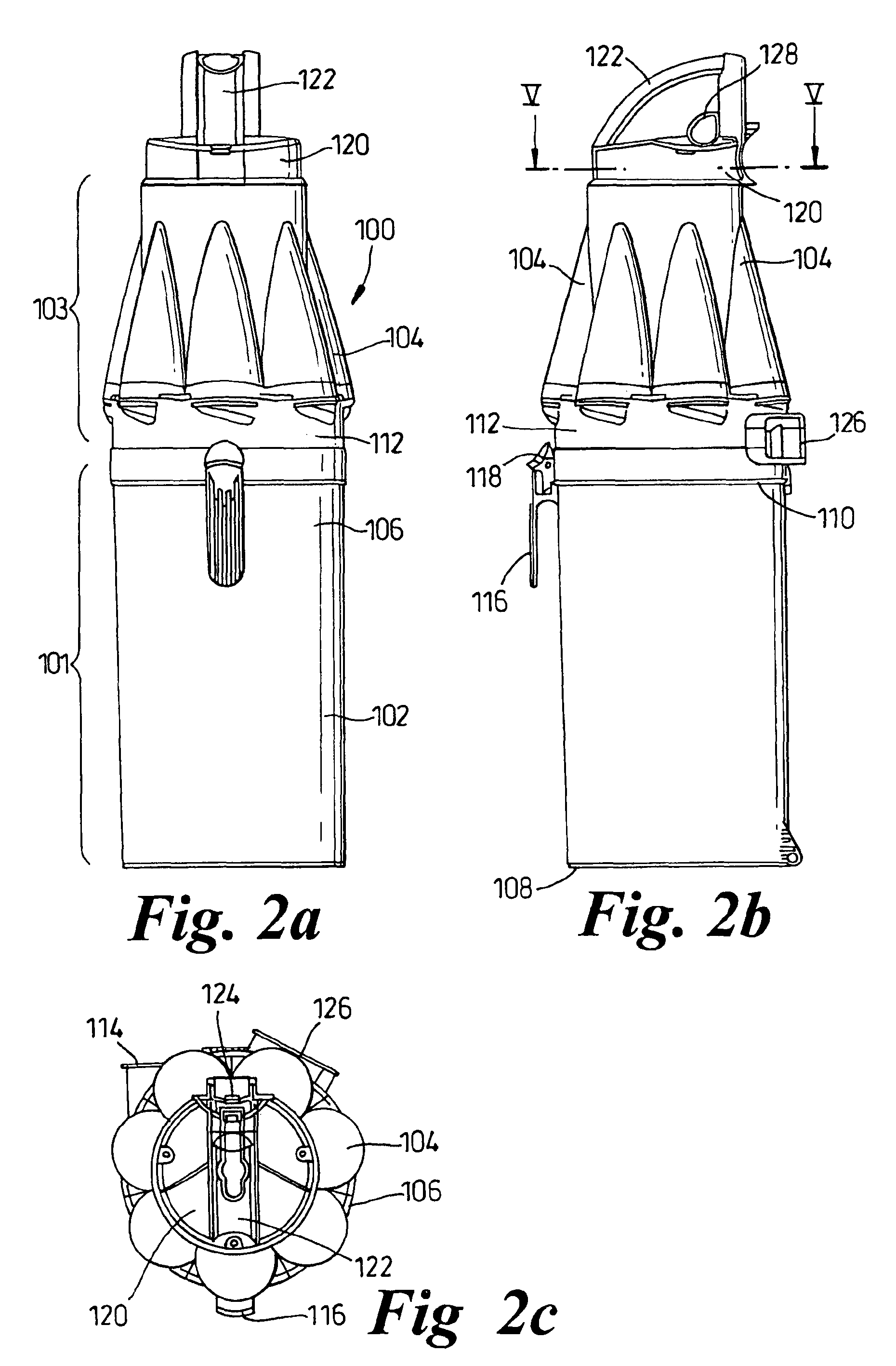 Cyclonic separating apparatus including upstream and downstream cyclone units