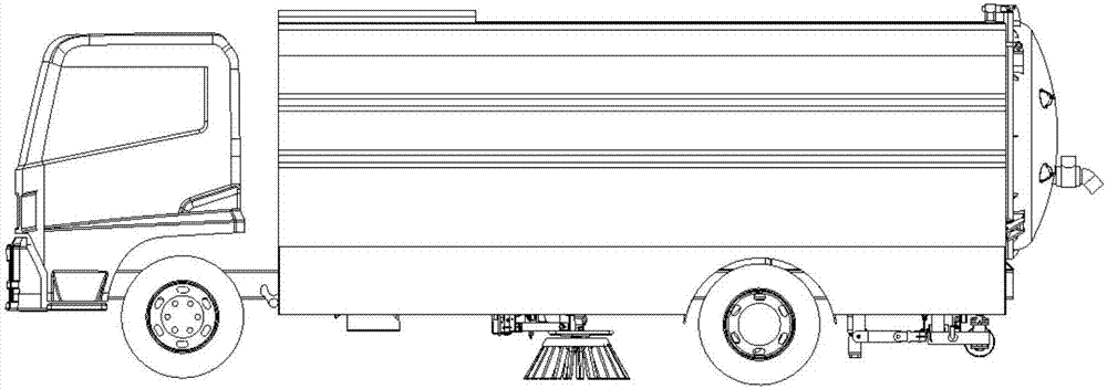 Pure-electric tank-type road cleaning-sweeping truck