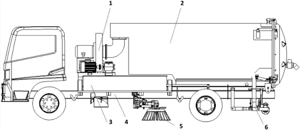 Pure-electric tank-type road cleaning-sweeping truck