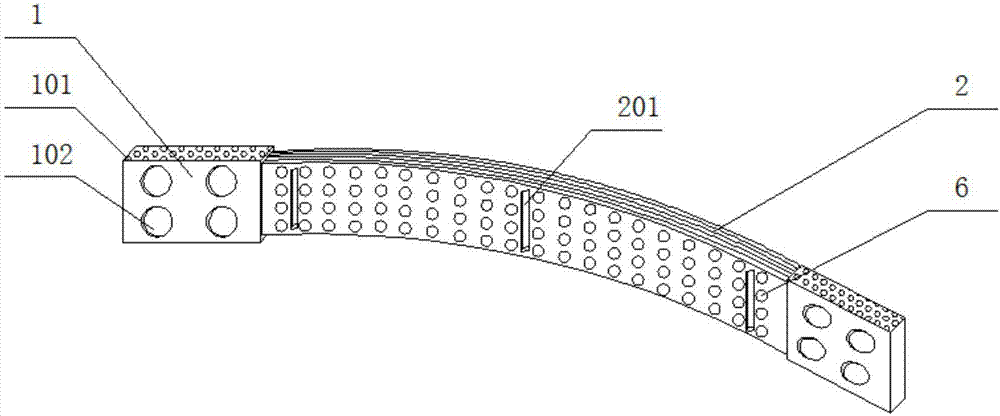Copper strip flexible connection part facilitating heat dissipation
