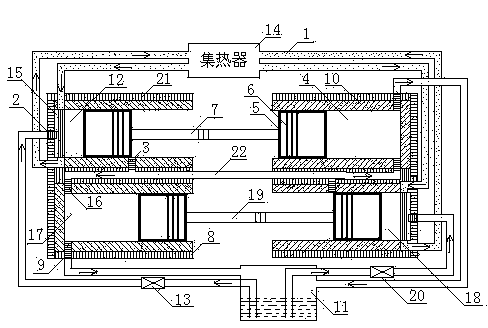Parallel motion high-low-pressure power machine and application thereof