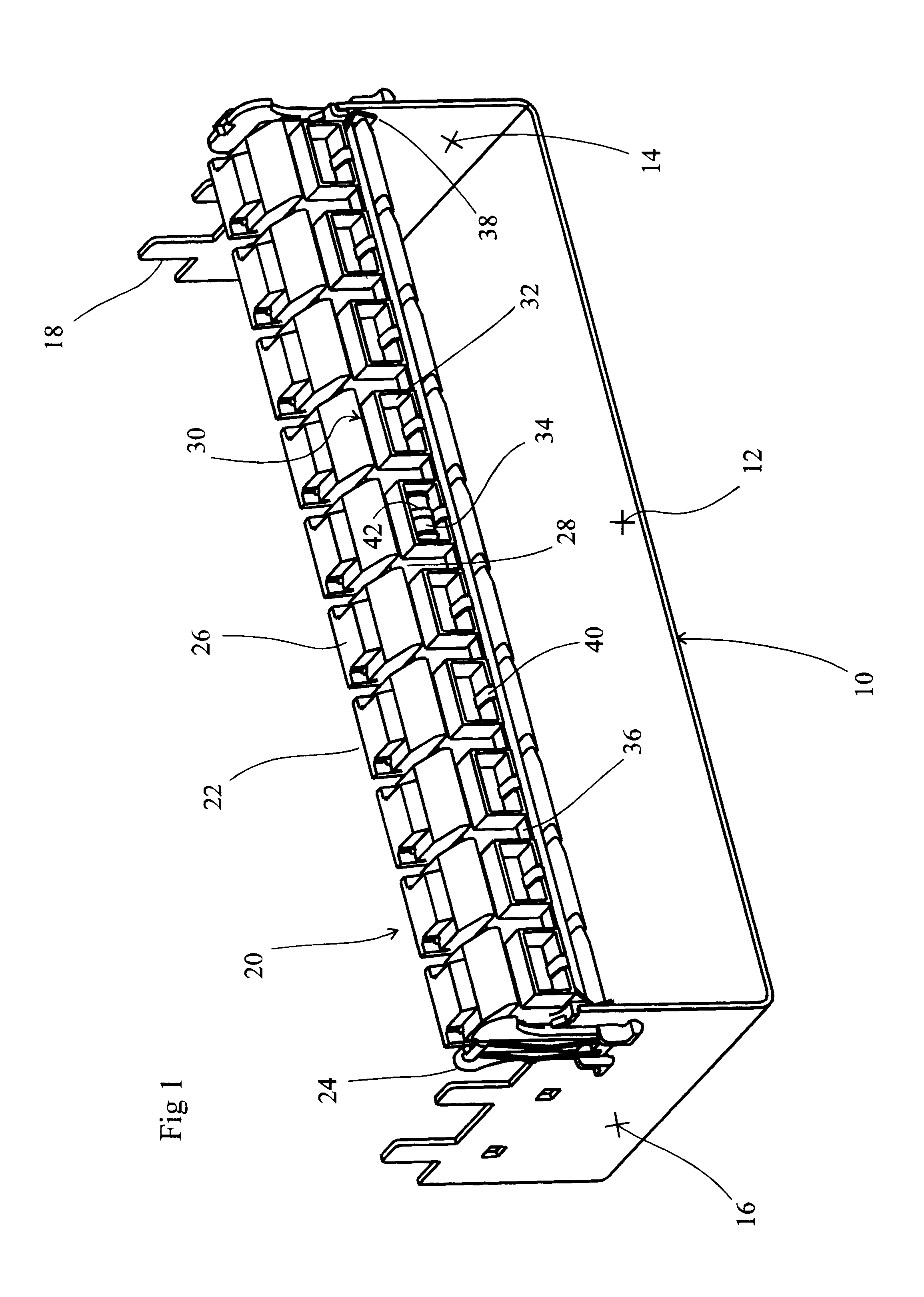Electrical terminal array with insulation displacement connectors and surge arrestors