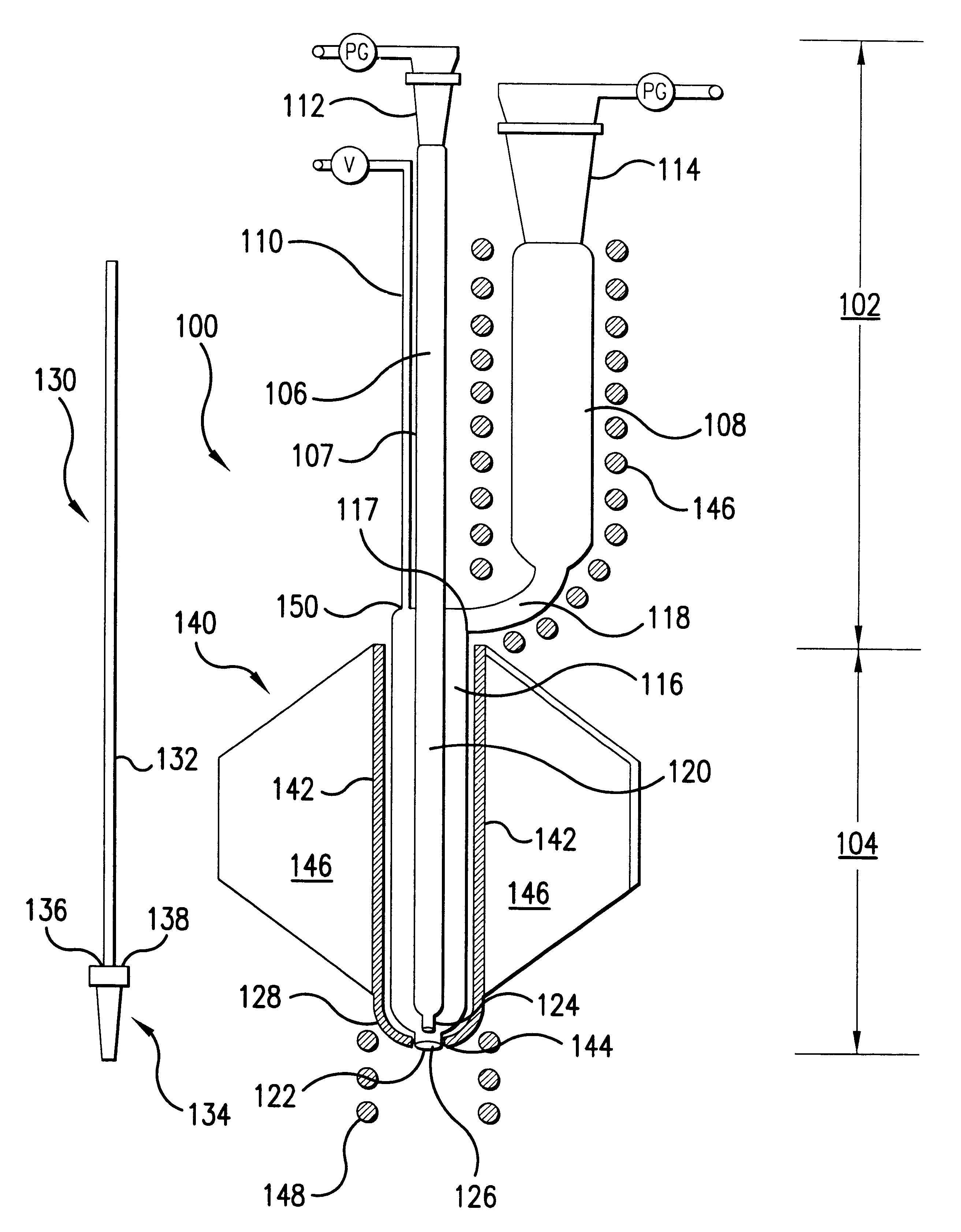 Multi heating zone apparatus and process for making core/clad glass fibers