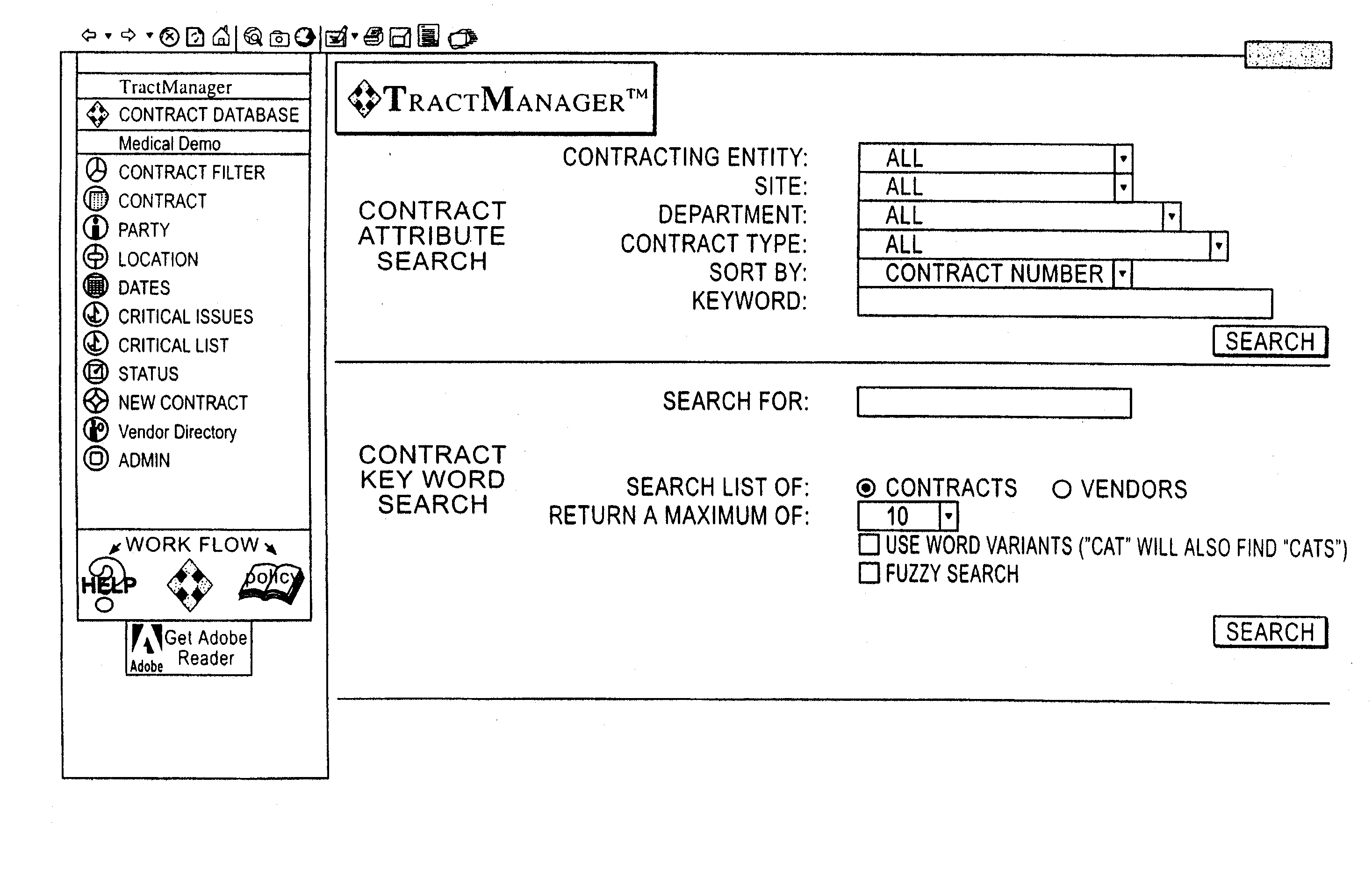 Document management system having bookmarking functionality