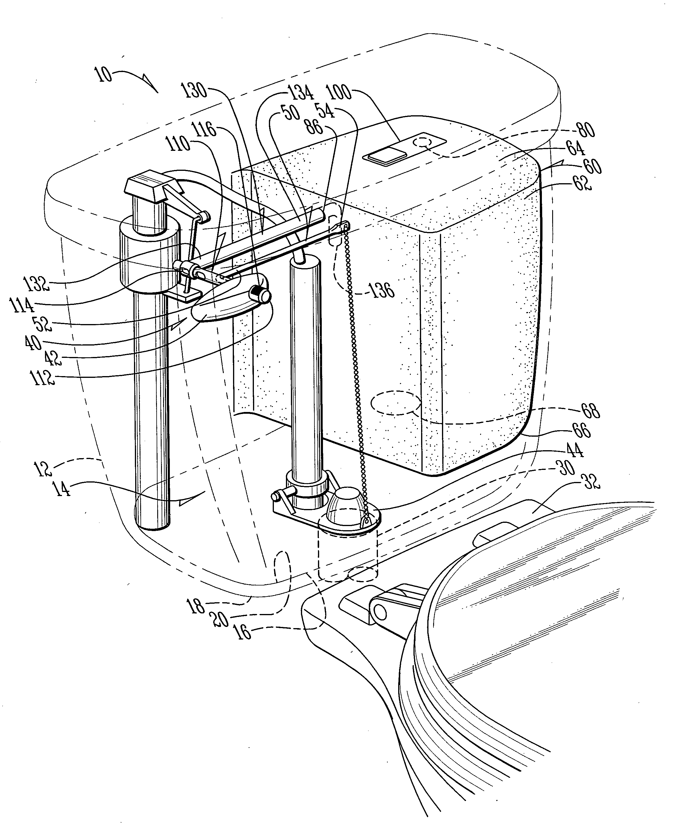 Split tank system for a toilet