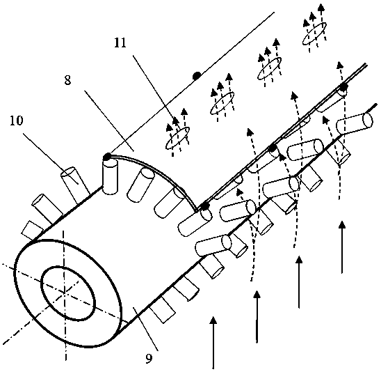 Studded tube with uniform flow cover and heating furnace with studded tube