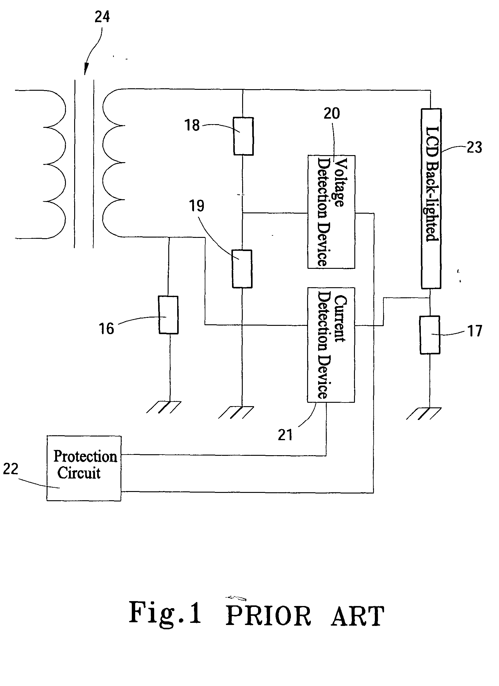 Back-lighted control and protection device for multi-lamp LCD