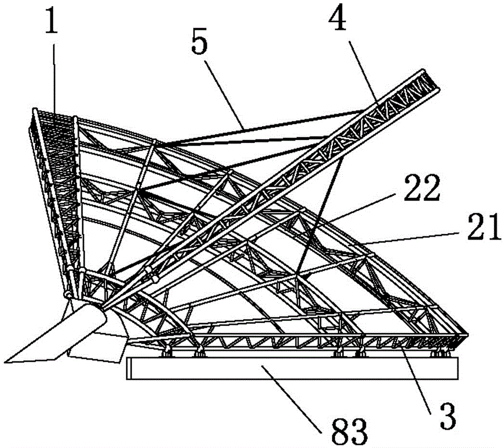 Flying-wing-type formwork space truss structure and construction method thereof