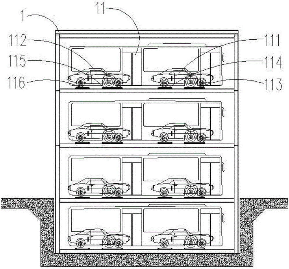 Car and bus dual-purpose three-dimensional parking garage