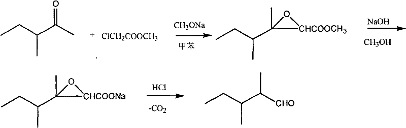 Synthetic method of 2,3-dimethylpentanal