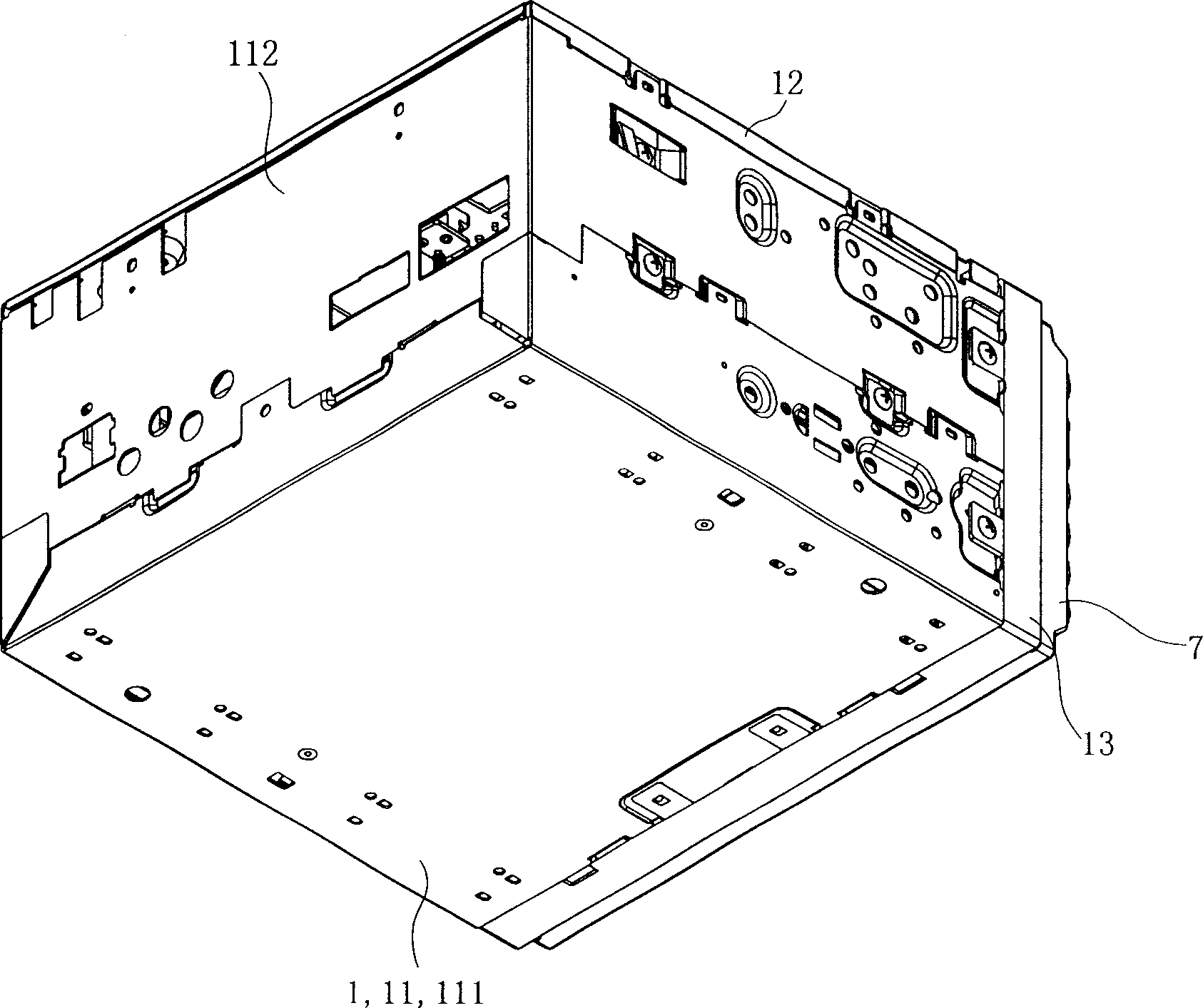 Mechanical parts of built-in vehicle video playing and displaying device