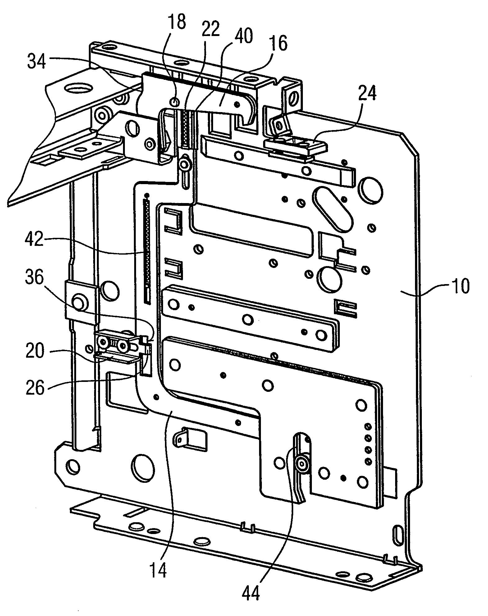 Device for fixing a power circuit breaker in an insertion rack