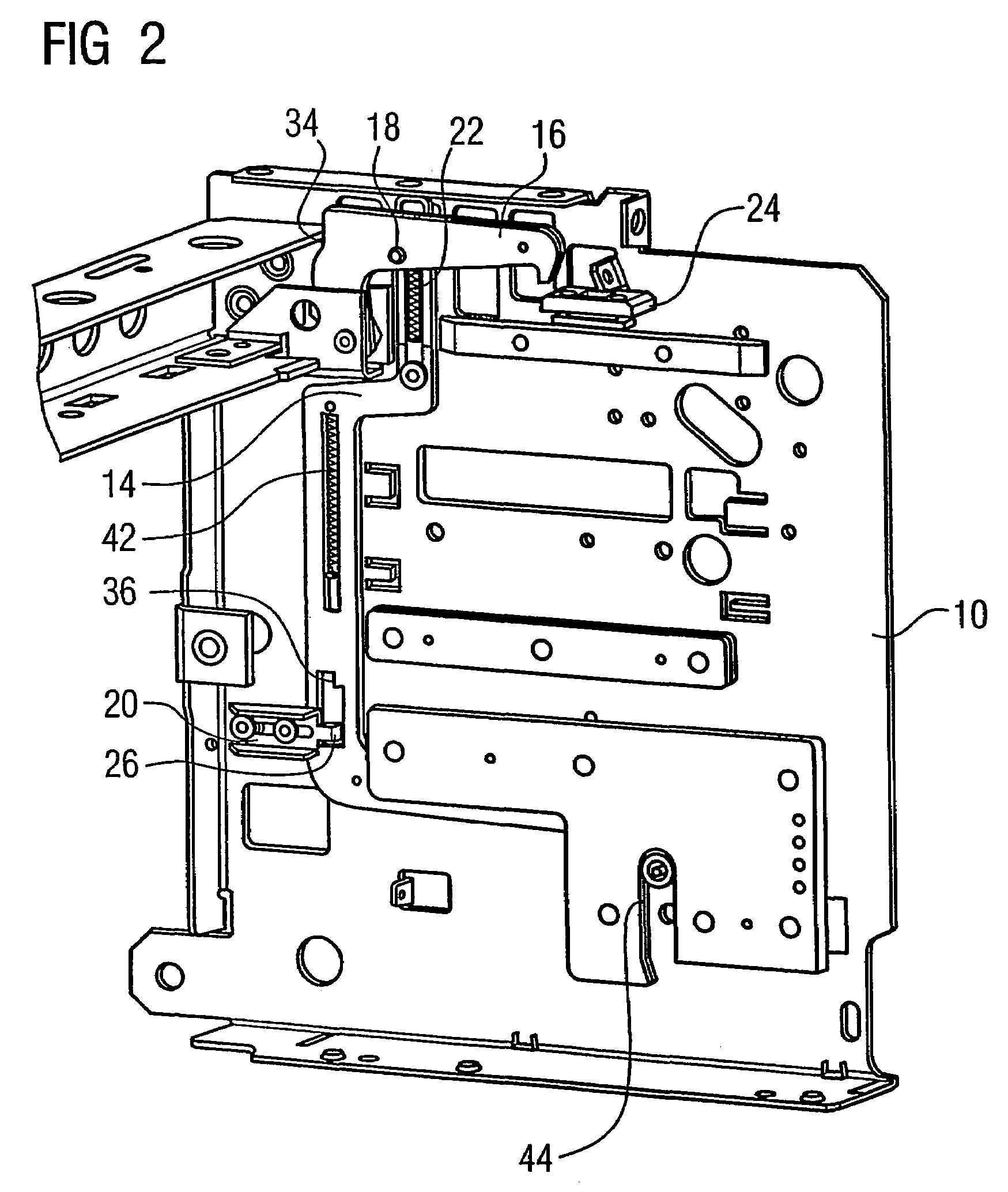 Device for fixing a power circuit breaker in an insertion rack