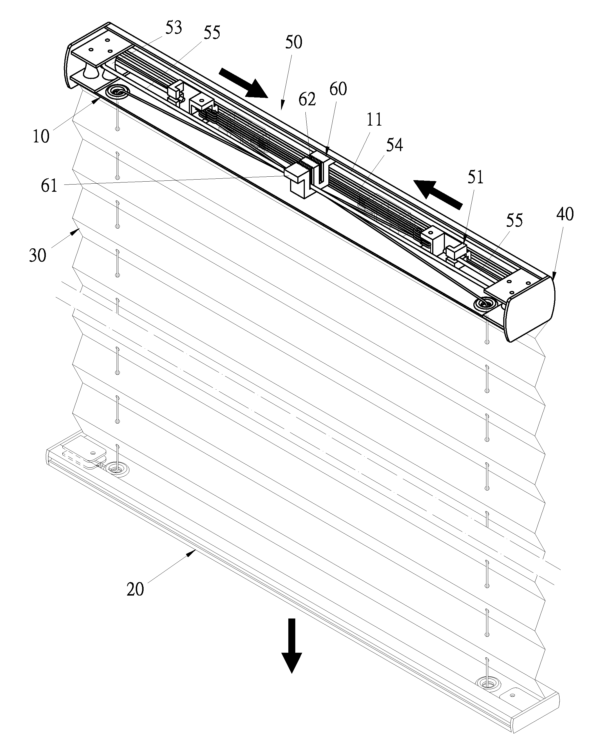 Pull rope free curtain structure