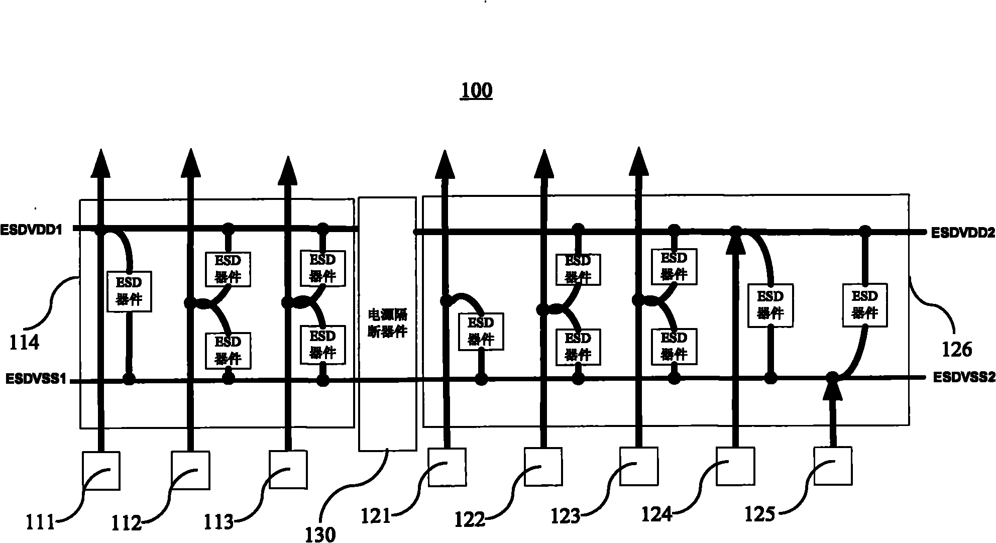 Chip provided with high electrostatic discharge performance