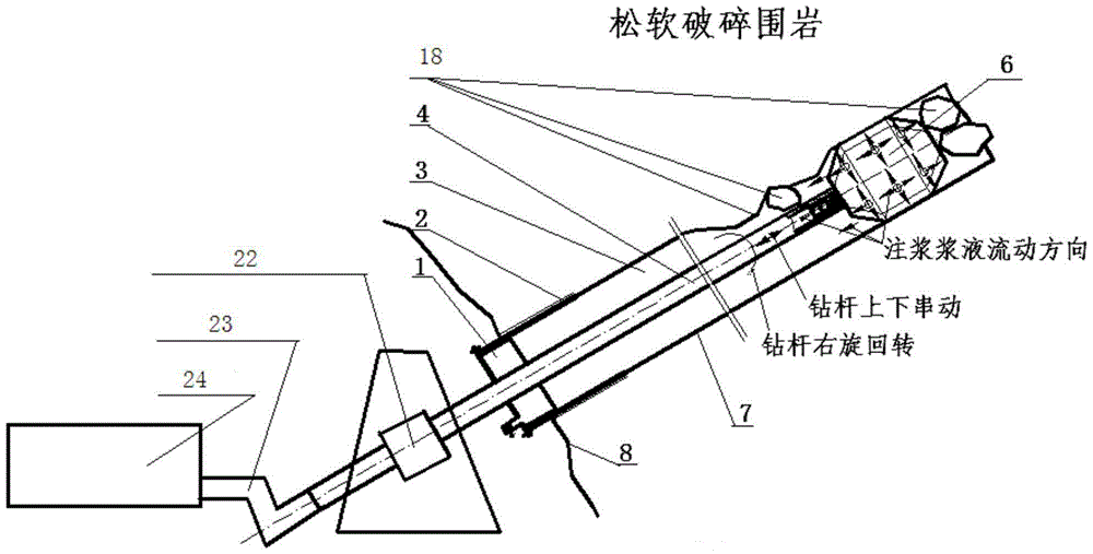 Collapse-prevention two-way rib wing jetting grouting drill bit and using method thereof