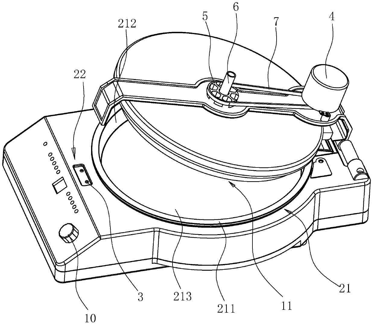 Motor-driven suspension electric baking pan and control method thereof