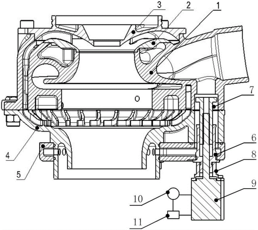 A wide-flow combined two-stage supercharger compressor casing based on hybrid diffuser