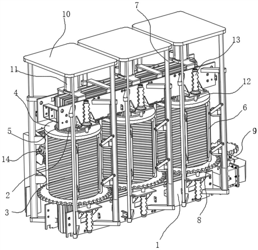 Dry-type transformer with coil pressing structure