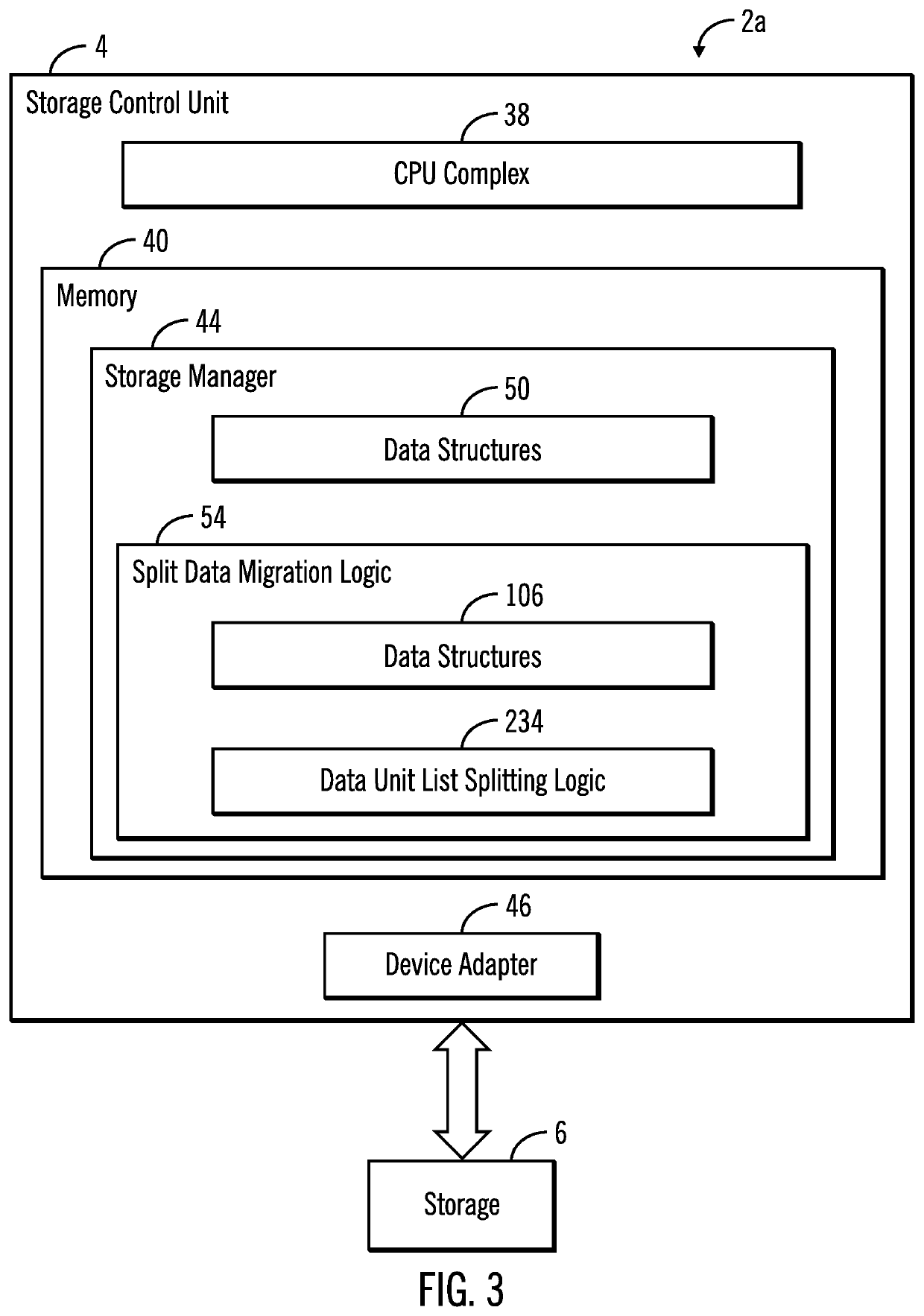 Split data migration in a data storage system