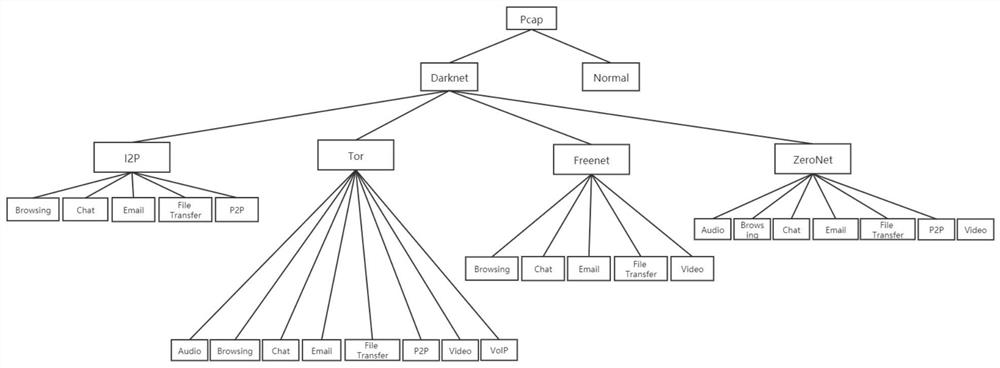 Dark network user behavior detection method and system based on network traffic
