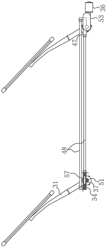 Three-blade flexible wall mounted wiper linkage hydraulic oscillating wiper