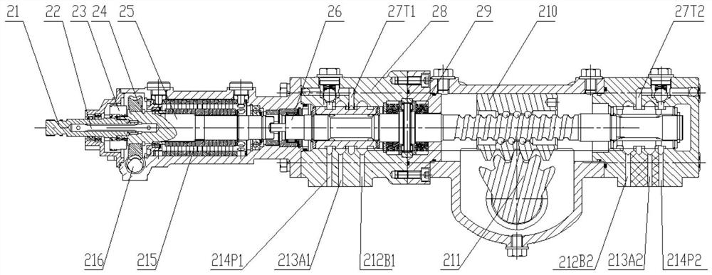 A double-circuit semi-integral steering gear, steering assist system and crane