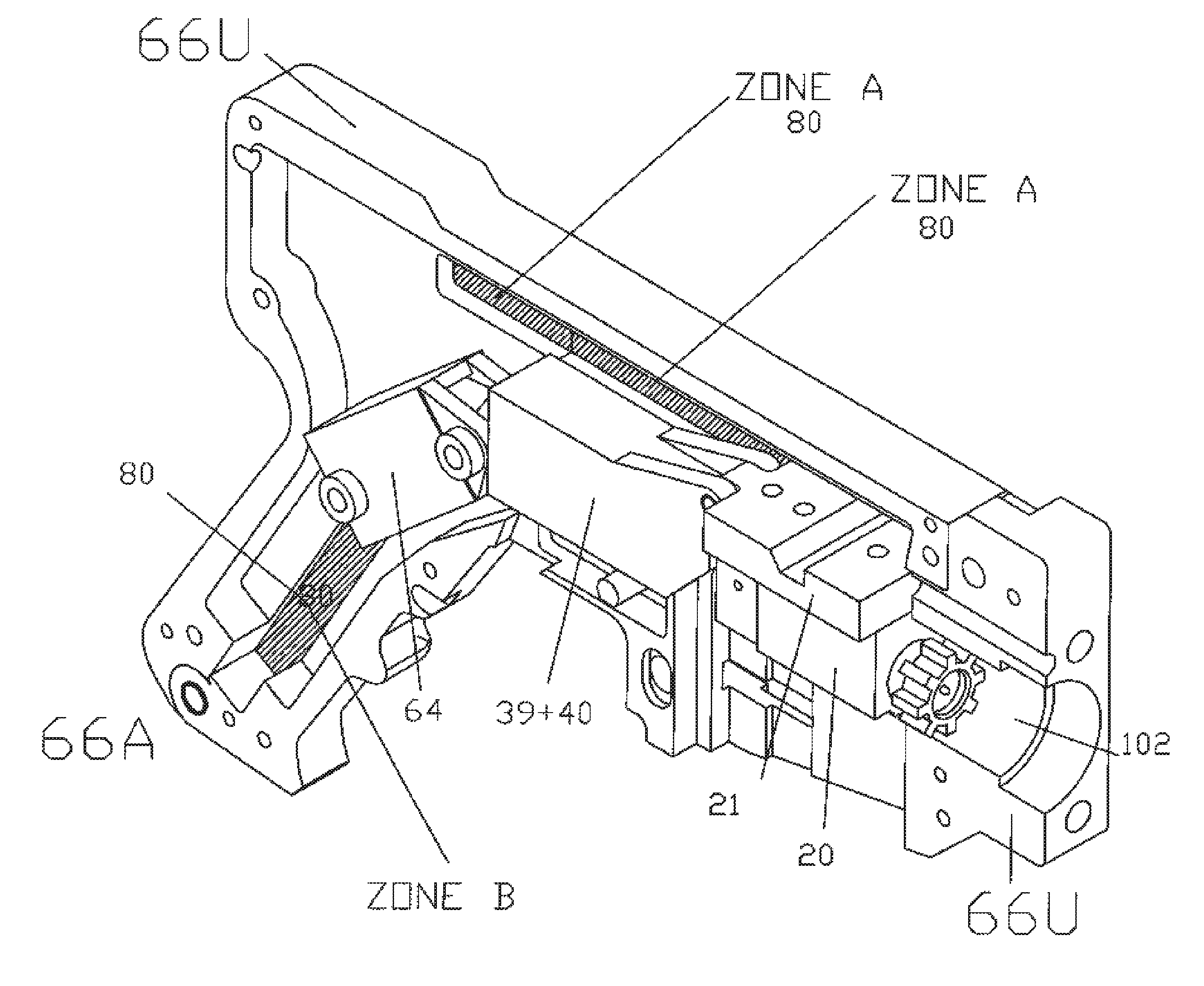 Operating system utilizing an articulated bolt train to manage recoil force