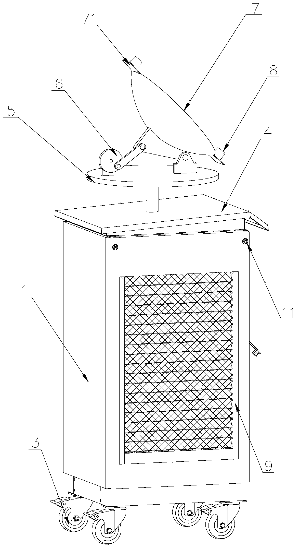 Mobile cooling device for power cabinet