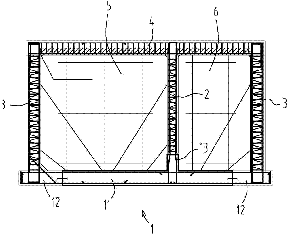 Overlapped type prefabricated two-cabin assembled pipe gallery structure and construction method thereof