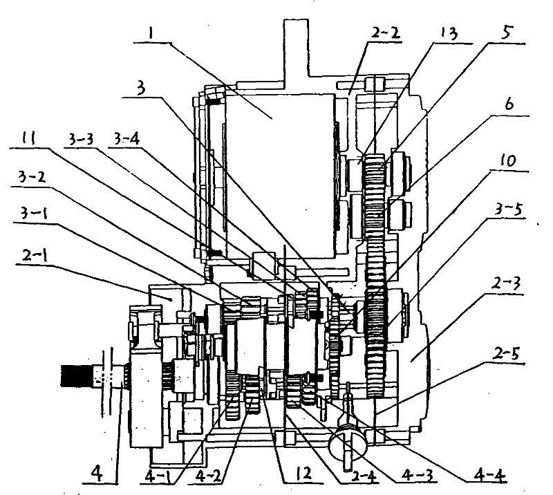 Integrated multi-shift speed changing power mechanism of electric motorcycle