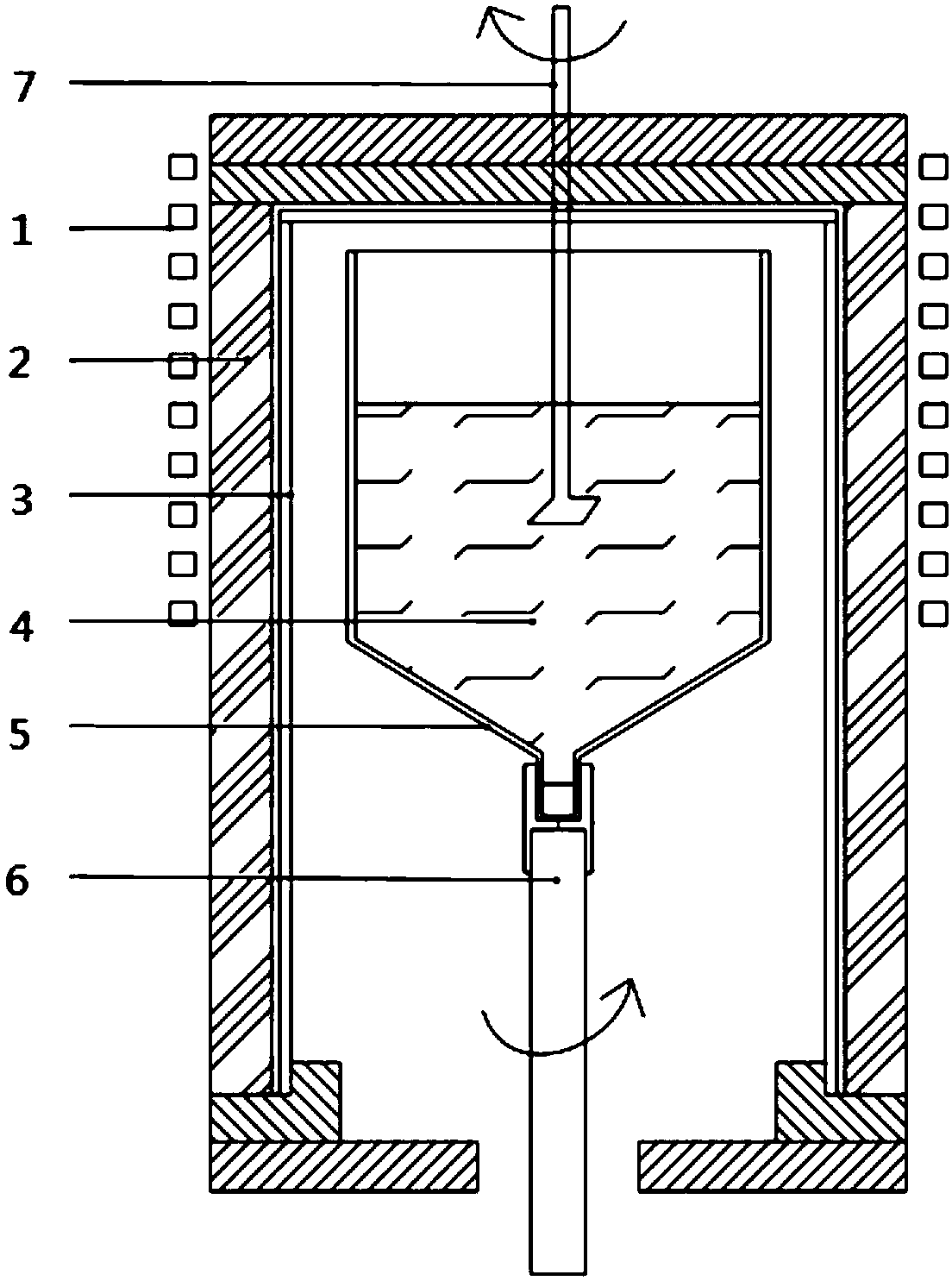 Crystal growth device with melt stirring function