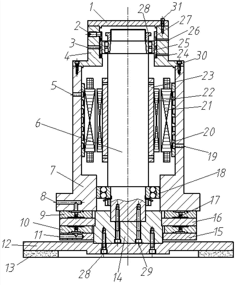 Large-size end surface processing electric spindle for mixed support of hydrostatic bearing and rolling bearing