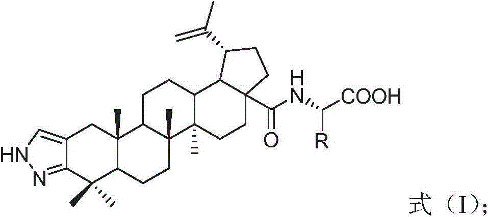 Betulinic acid-amino acid derivative, and preparation method and application thereof